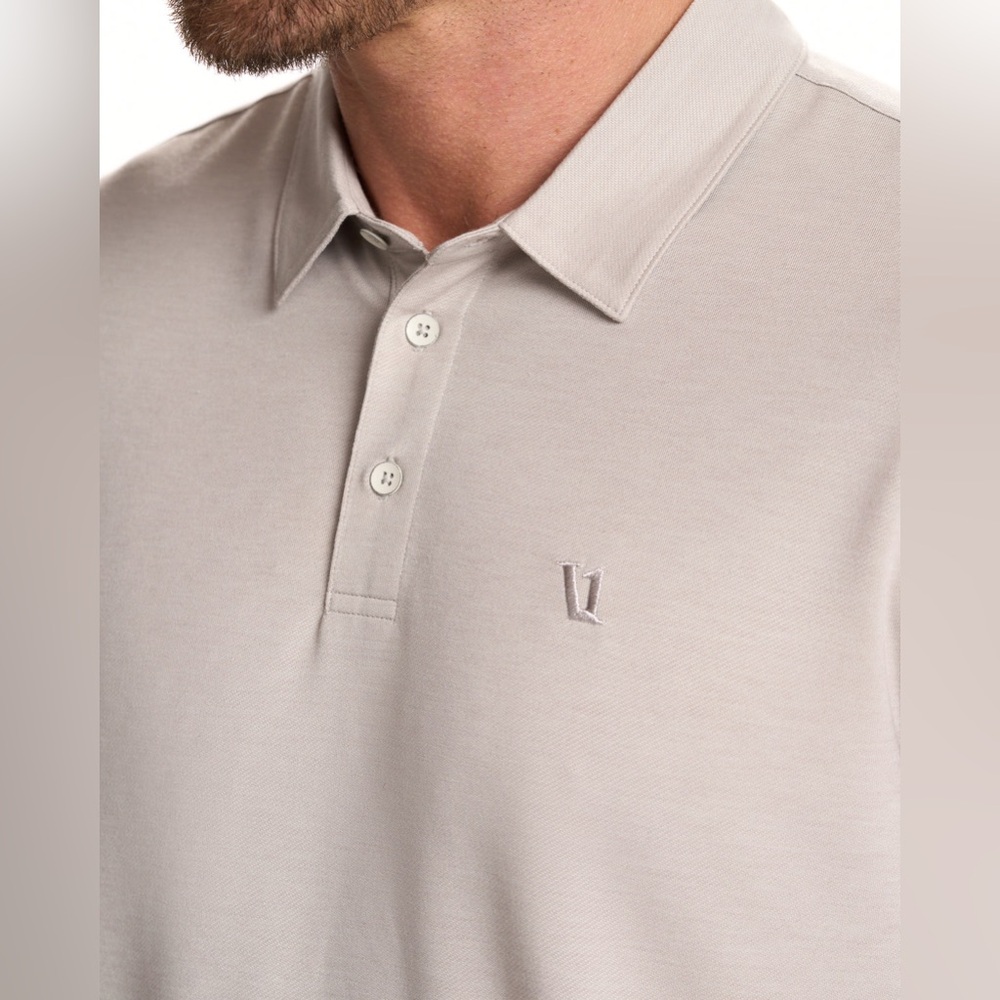 Vuori Knit Twill Polo - Beachsand Heather - S - Picture 2 of 10